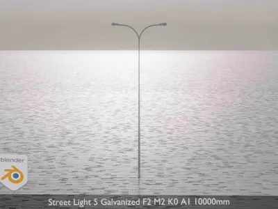 Street Light 5 Galvanized F2 M2 K0 A1 10000mm  Low-poly 3D model