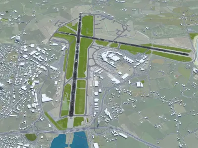 Stavanger Airport 12km Low-poly 3D model