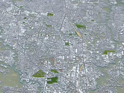 Malang East Java Indonesia 20km Low-poly 3D model