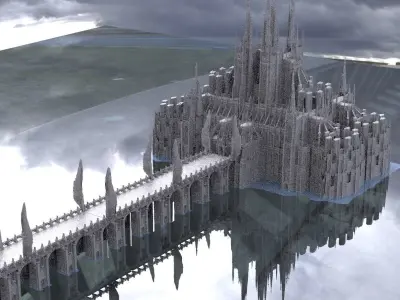 League of legends Inspired Cathedral with Angel Bridge  3D model