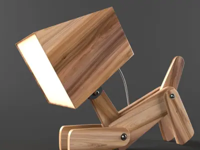 Puppys Adjustable Wooden Table Lamp 3D Model Pack