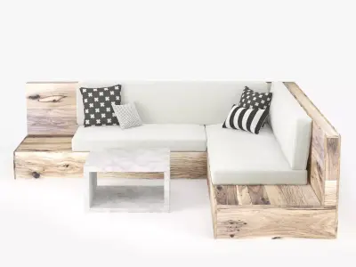 Sofa and concret table 3D model
