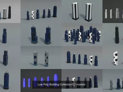 Low Poly Building Collection 3D Model Pack