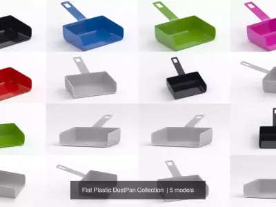 Flat Plastic DustPan Collection  3D Model Pack