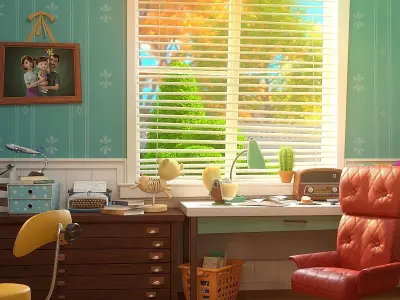 Cartoon Study Room 3D model