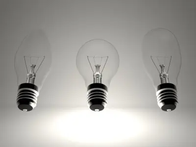 Bulbs three light in row 3D model