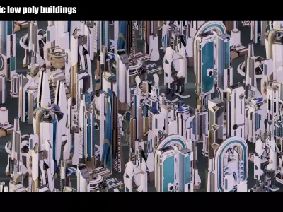 35 Futuristic Buildings VOL 8 Low-poly 3D model