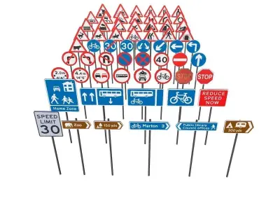 Road Sign Low-poly 3D model