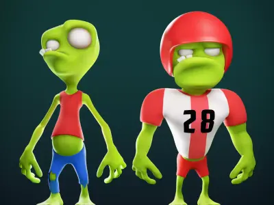 Stylized Zombies II Big Boy and Silly  Low-poly 3D model