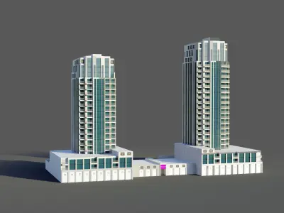 Claren and bahwan towers -Dubai 3D Model Pack