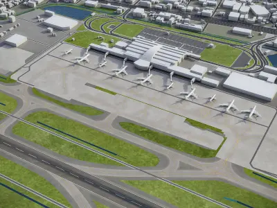 Fukuoka - Airport - FUK Low-poly 3D model