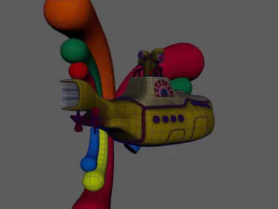 Yellow Submarine Low-poly 3D model