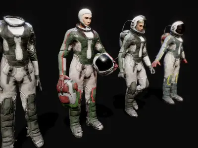 Astronauts - Game Ready man in space suit Low-poly 3D model