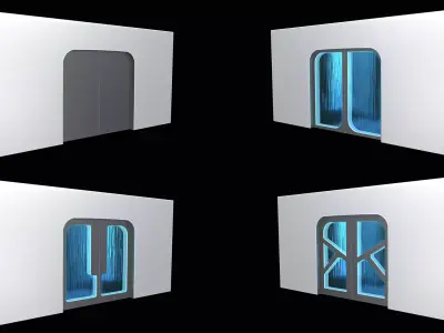 Lowpoly Scifi Door Collection Low-poly 3D model