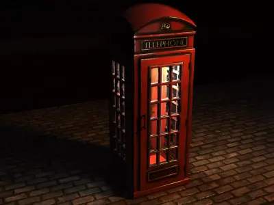 London telephone booth Low-poly 3D model buy