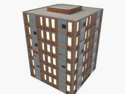 6 storey house Low-poly 3D model