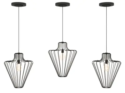 Three models of black metal lamps 3D model