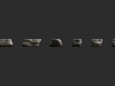 Short Flat Rocks - White 2 Low-poly 3D model