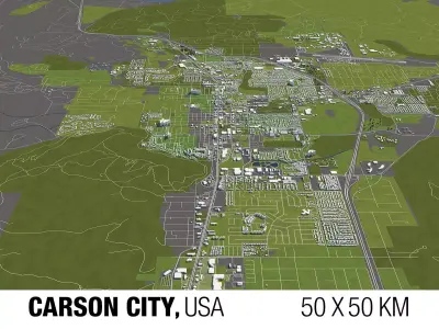 Carson City Nevada USA 50x50km 3D model