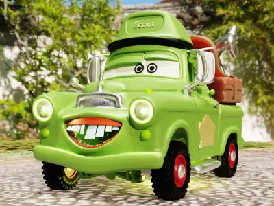 3D  Cartoon Scout Truck Character  3D model