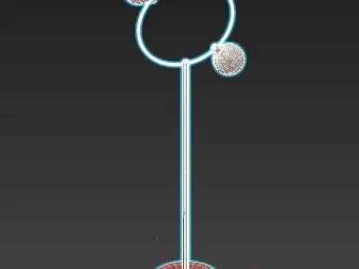 DROPS brass floor lamp with two glass globes 3D model