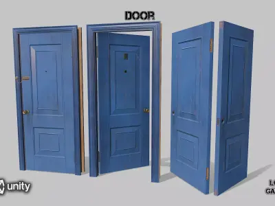 Door light blue 02 Low-poly 3D model