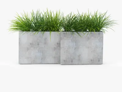 Twista Contemporary Modern Outdoor Planter Pot grass 3D model
