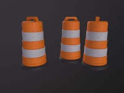 Construction Barrel 3D Model Low-poly 3D model