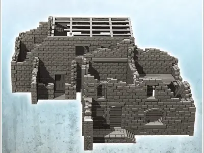 Ruined stone building with arch and frame 34 - Modern WW2 WW1 Wo 3D print model