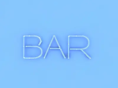 Bar Neon Sign Low-poly 3D model