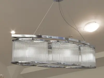Designer chandelier STILIO LONG by Romatti Chrome 3D model