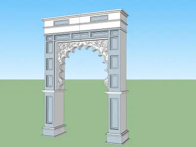 indian jodhpur stone haritage arch door  3D model