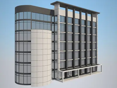 4 Buildings Set 1 building with windows and balconies 3D model