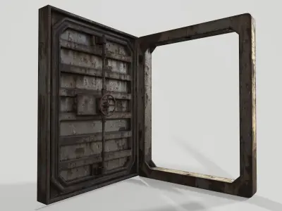 Bunker door Pbr lowpoly bunker gate  05 Low-poly 3D model