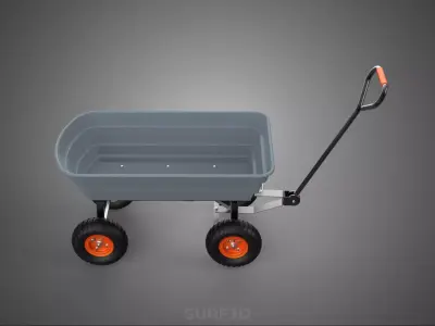 POLY DECK GARDEN UTILITY CART WAGON TRAILER TROLLEY FOUR 4 WHEEL 3D model