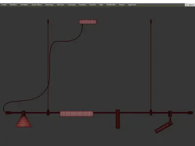 Horizontal Linear LED Pendant Lamp Low-poly 3D model