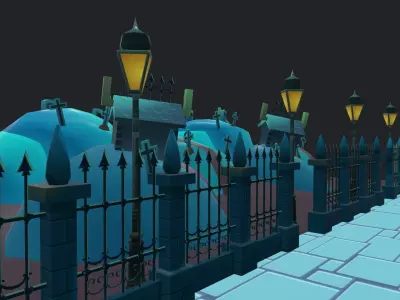 Halloween Graveyard Low-poly 3D model