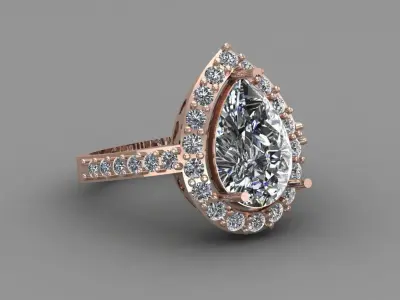 Rose Gold Women Diamond Ring 3D print model 3D print model 49