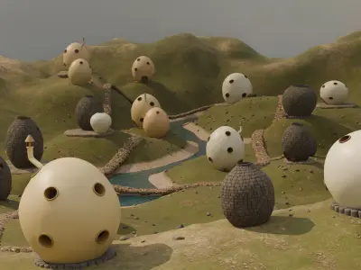 Whimsical Egg Village 3D model