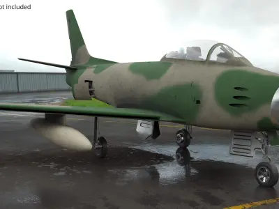  Retro Combat Jet With Front Air Intake Camouflage with Interior Rigged for Maya 