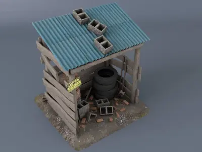 Scrap cabine asset Low-poly 3D model