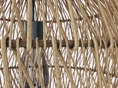 Lamp wood rotang wicker Sphere 3D model
