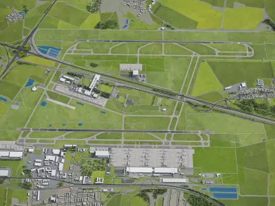 Leipzig - Halle Airport Low-poly 3D model
