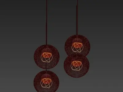 Suspension four pendant lights 3D model
