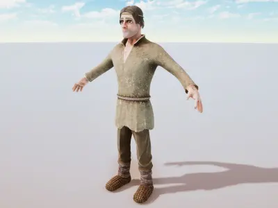 Stylized Character Prisoner Rigged with Shape Keys Low-poly 3D model