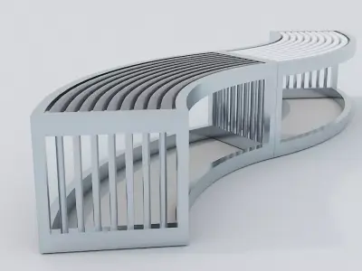 Metal Bench Low-poly 3D model