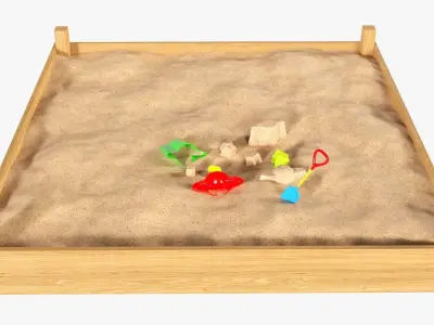 Sandbox with toys outdoor 3D model