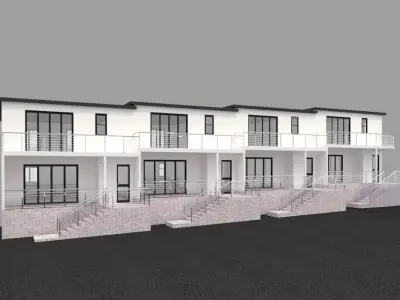 Modern townhouse with drawnings 3D model