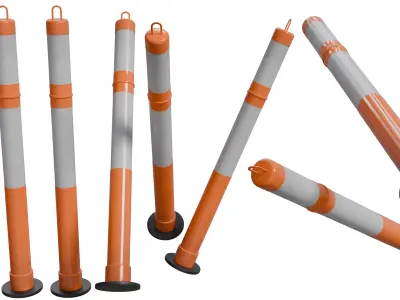 Traffic Barrier Set Low-poly 3D model