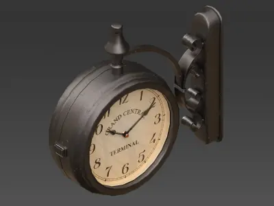 Street Clock Low-poly 3D model